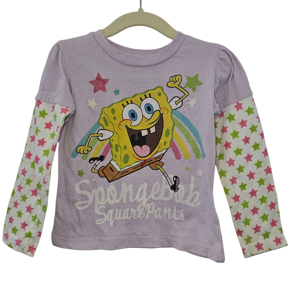 2000's Vintage Nikelodeon SpongeBob Purple Long Sleeve T Shirt 3T